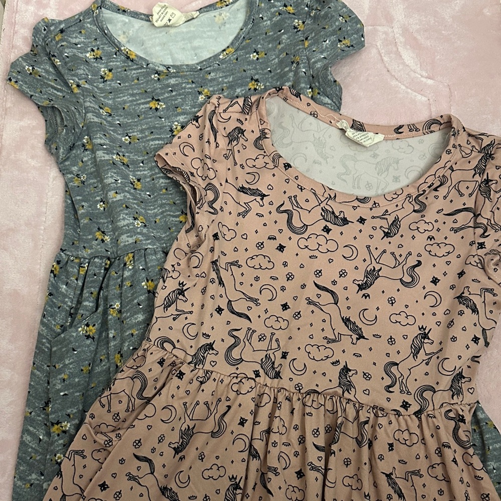 Charming Unicorn and Floral Kids Dress Set